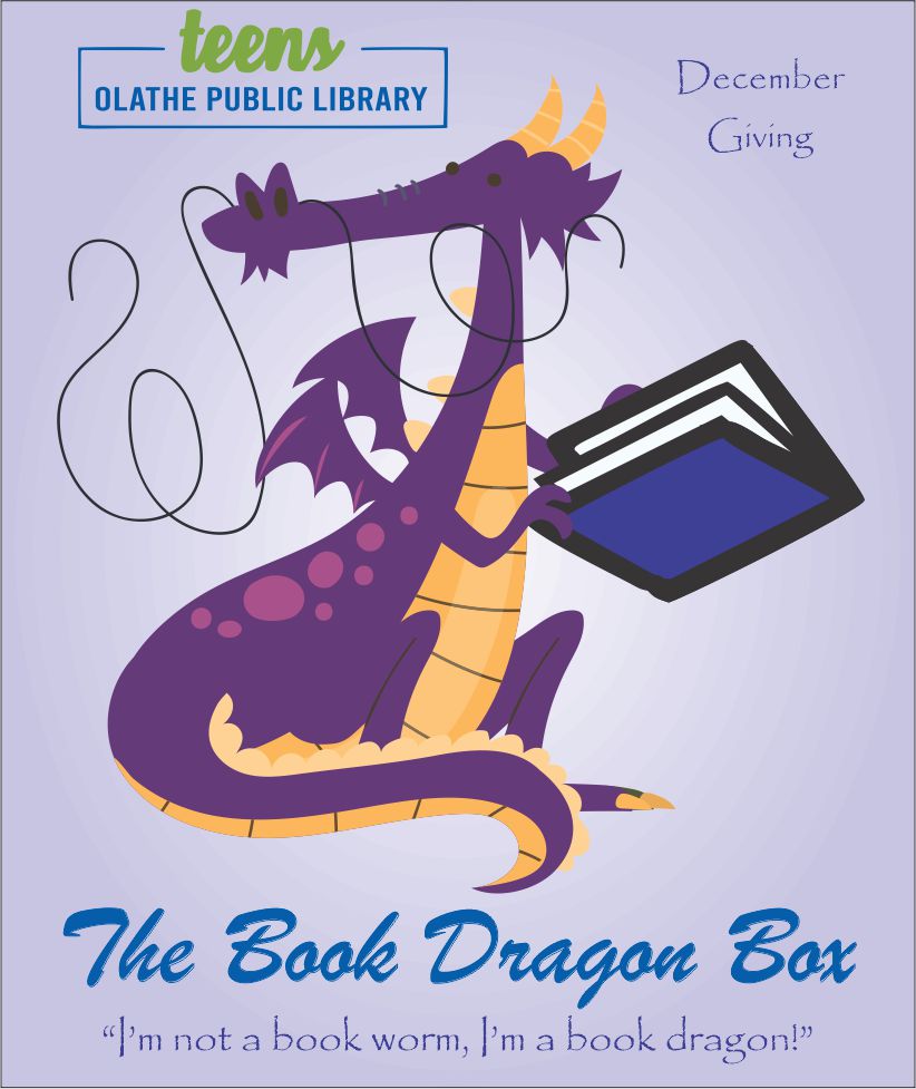 Dragon holding a book. Logo for Dragon Box Subscription.