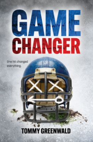 Cover of Game Changer by Tommy Greenwald with Football helmet underneath football play marks