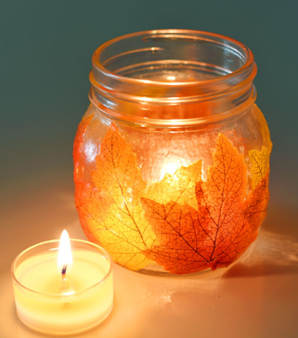 mason jar leaf lantern