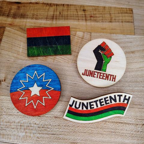 Juneteenth Makerspace Laser Cut Button Drop In Activity