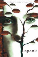 Cover of the book Speak by Laurie Halse Anderson. Shows a face with a tree.