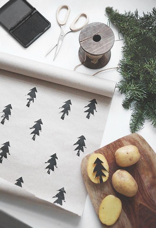 Potato Print Wrapping Paper