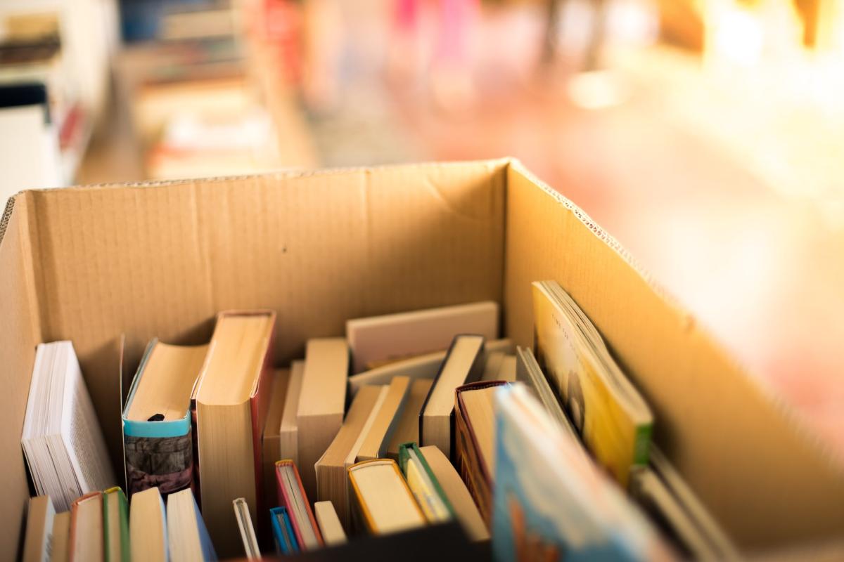 Books in cardboard box