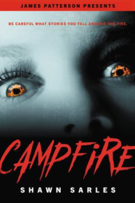 Cover of Campfire by Shawn Sarles with a scared pair of eyes looking out and fire in their irises