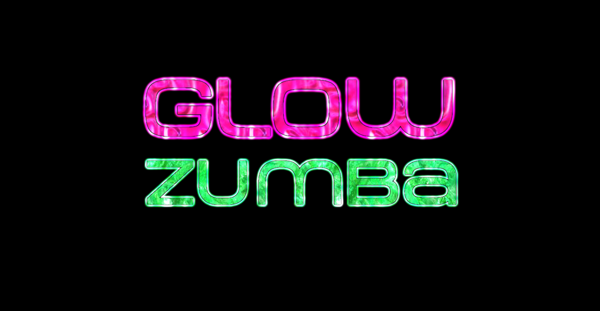 Reads "Glow Zumba" in glowing pink and green letters